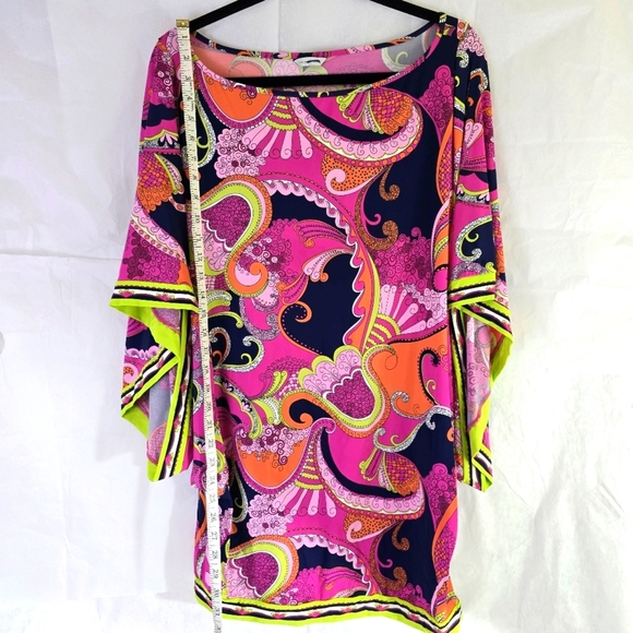 Trina Turk FRENCH RIVIERA Swim Cover Up Tunic Dress Pink Blue L Paisley Pink - Picture 4 of 7